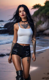 Inked Metal Girl with Long boots