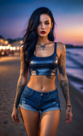 Stunning Black haired inked Beauty
