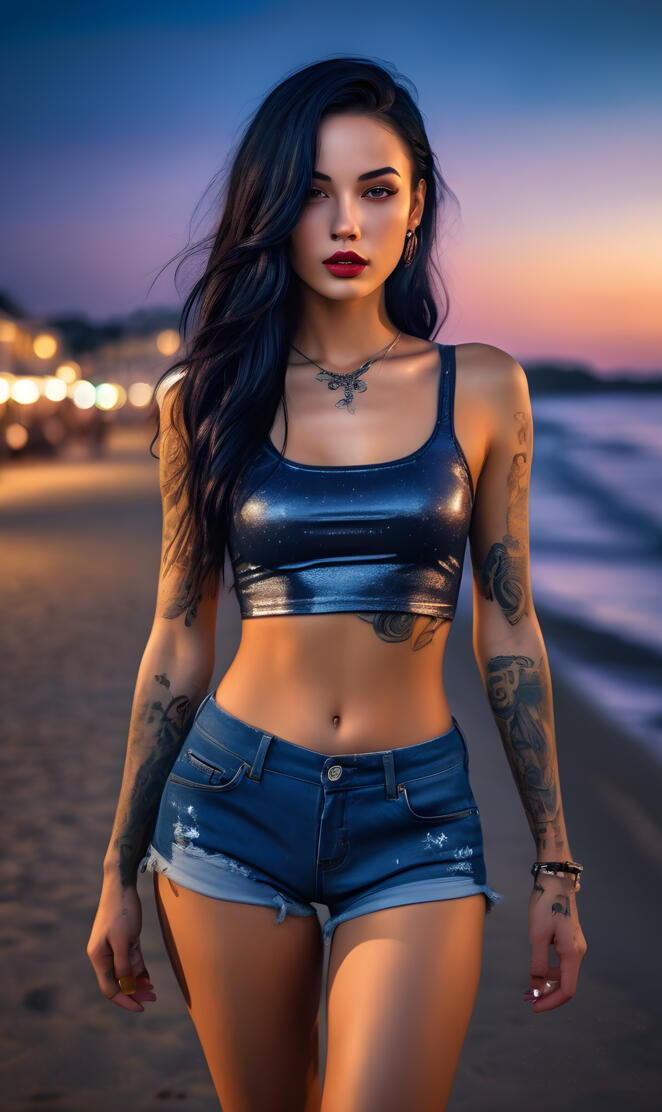 Stunning Black haired inked Beauty