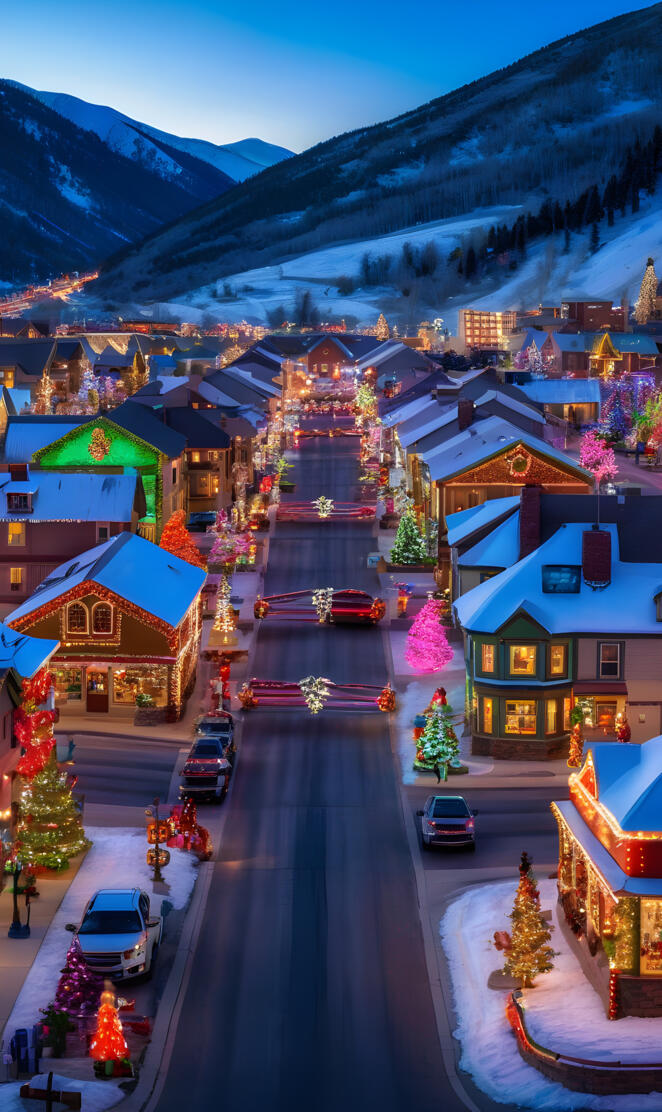Christmas in a small town in Colorado