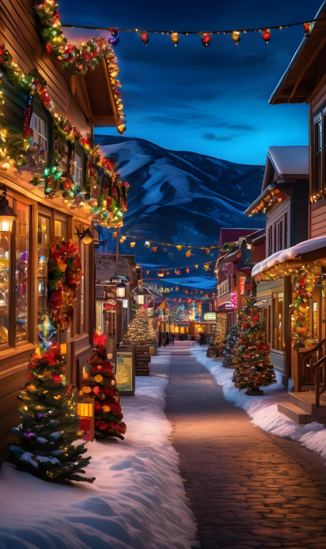 Christmas lights in a bustling village 2024-01