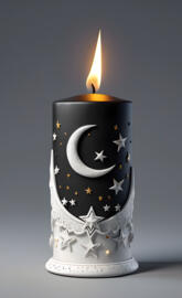 black candle with a wonderful design