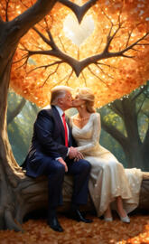 Donald Trump and Stormy Daniels sitting in a tree K.I.S.S.I.N.G
