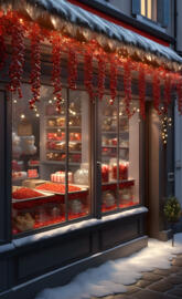 a display case with food