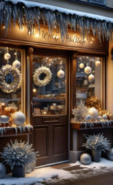 a store front with a display of items