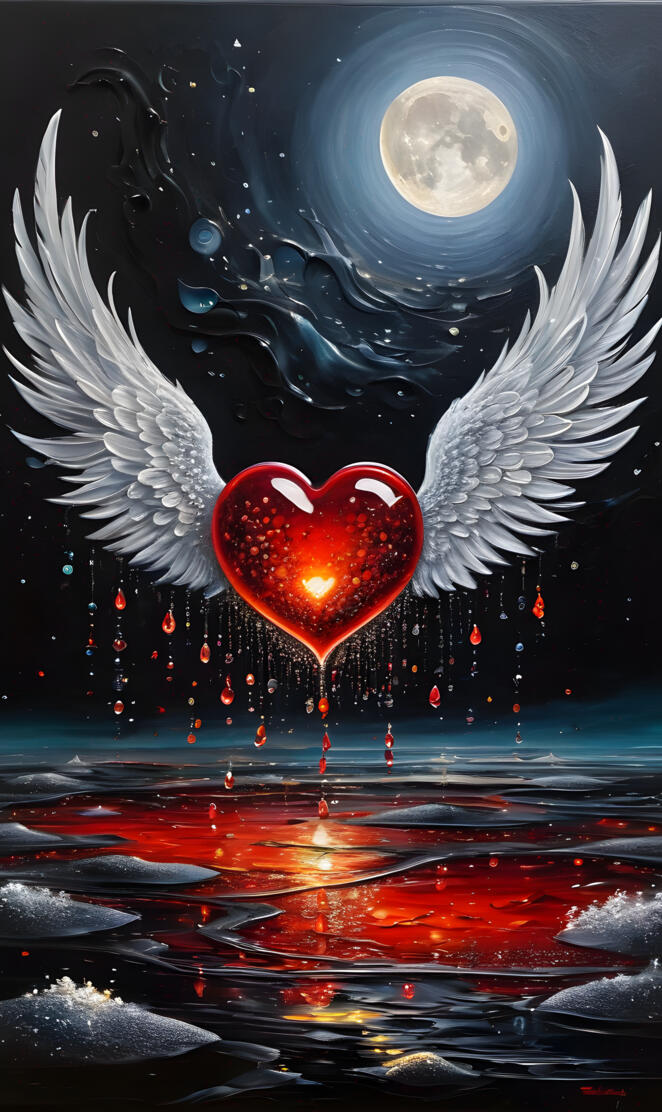 a red planet with white clouds and a red circle in the center