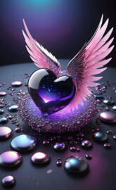 a purple object with a pink flower on it