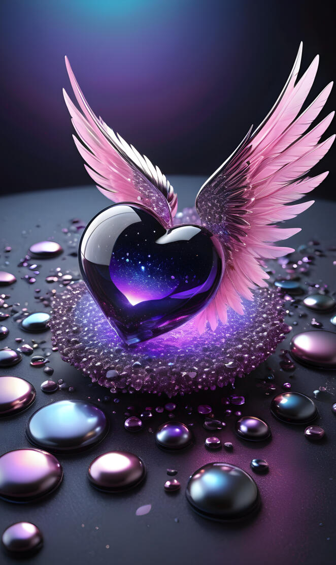 a purple object with a pink flower on it