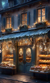 a building with many food items on the outside