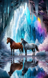 Bay n a gray in a cave