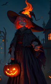 halloween town, night time, spooky, flicker flame