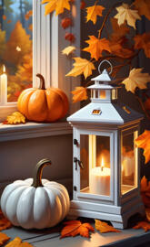 pumpkins white latern window seal