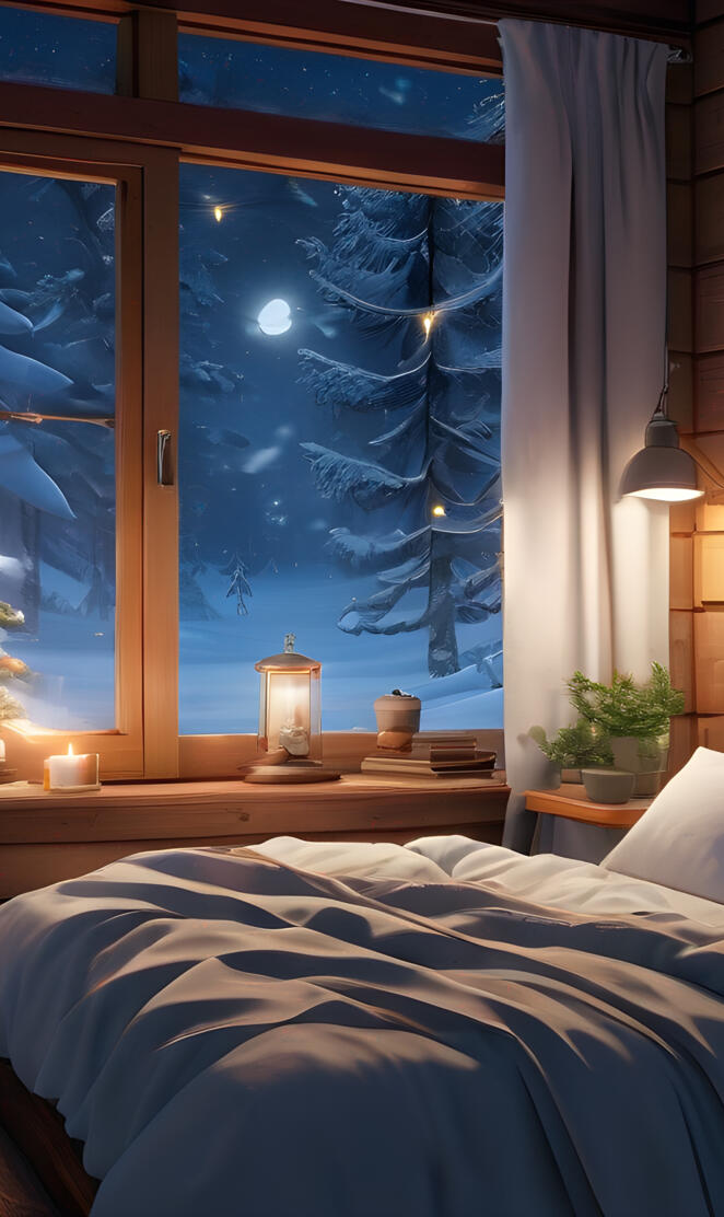 a bed in a room