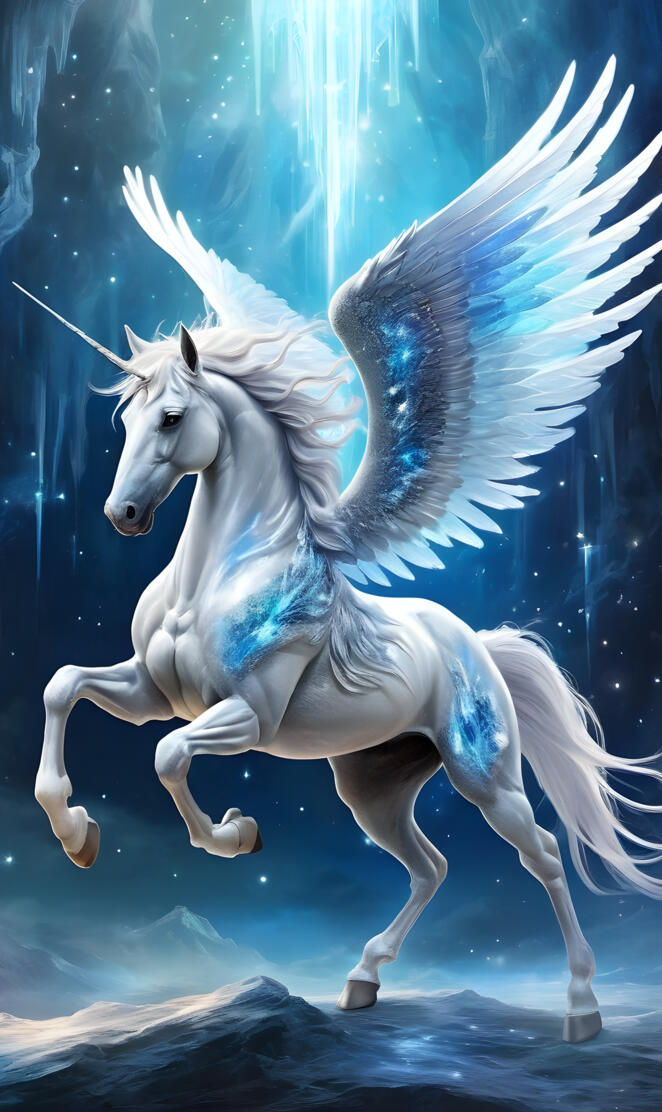 1 of a kind pegacorn flying with her magic and coat of Crystal's