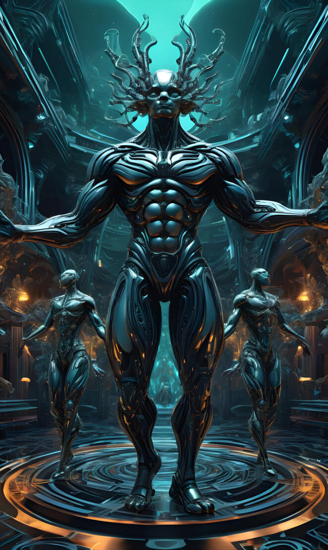 A ((( Bacchanale))), where (((many))) neo-noir biomechanics dressed in