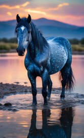 Old wild mare stopping for a drink