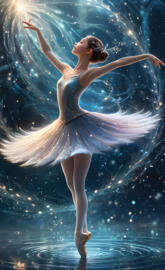 A high angle shot capturing the essence of an anime ballerina with int