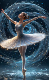 A high angle shot capturing the essence of an anime ballerina with int