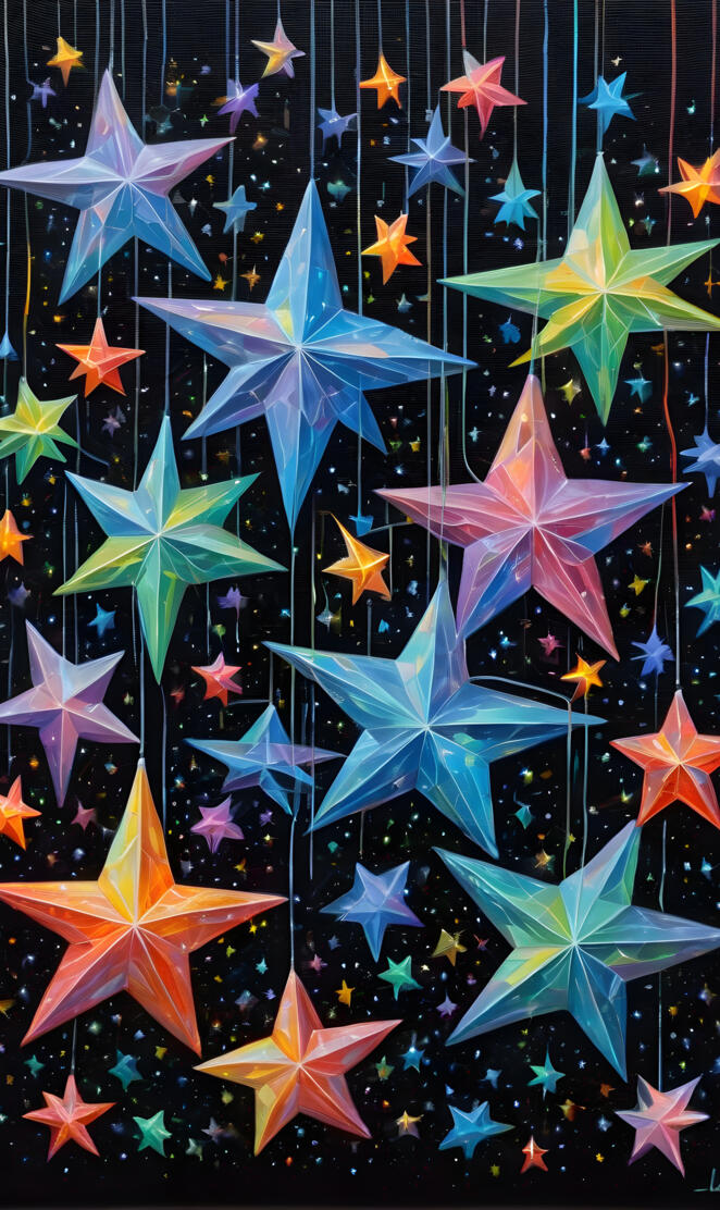 3-D Colorful Hanging Star's in Galaxy