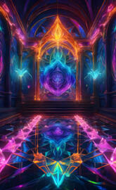 a stage with a large display of lights