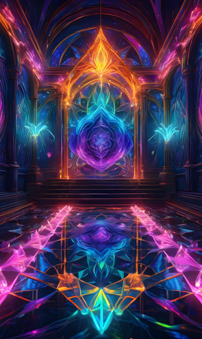 a stage with a large display of lights