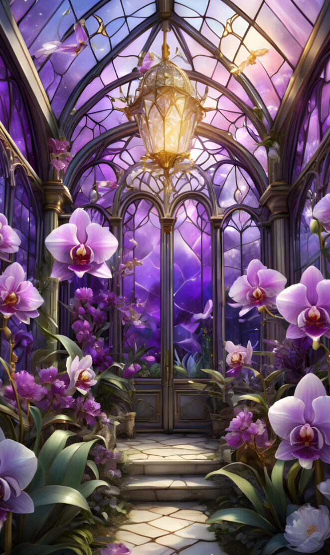 orchids in a greenhouse