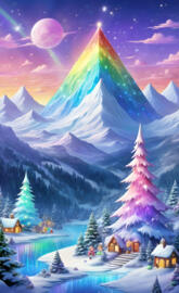 tiny town with mountains