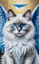 Ragdoll Cat with a Blue Snitch for some reason IDK