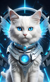 Cyber Blue Fluffy Cat