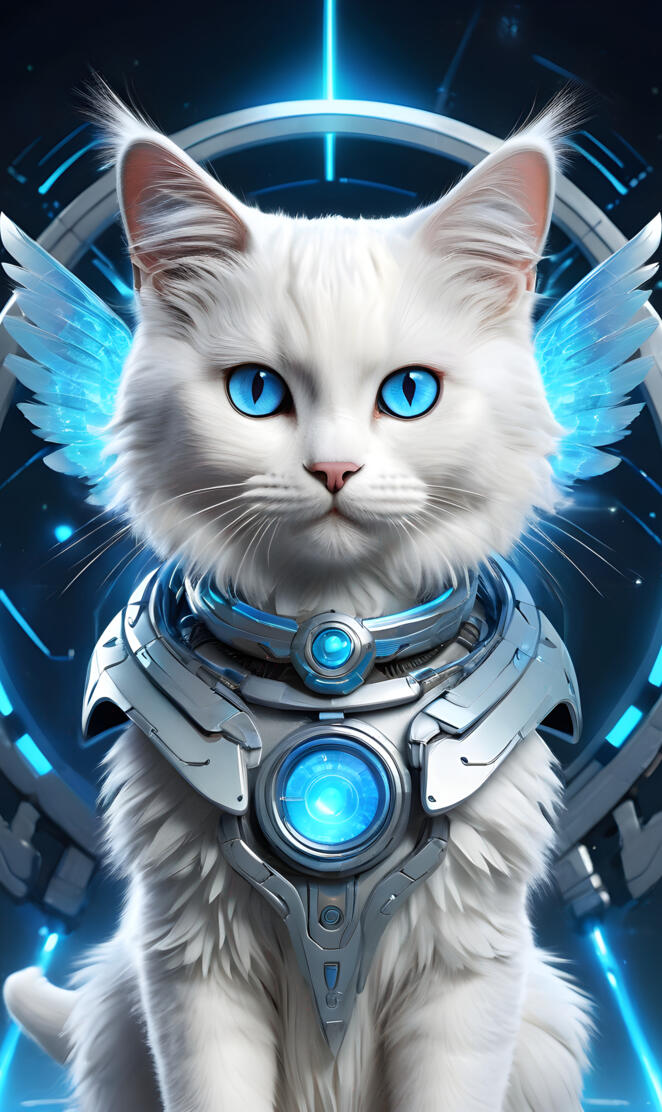 Cyber Blue Fluffy Cat