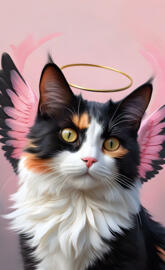 my cat named twitch, she didn't have angel wings or a halo,she, died😭