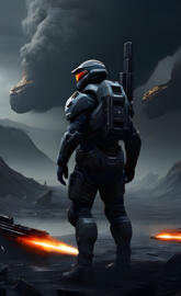 The master chief on a post-apocalyptic planet