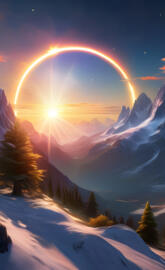 Mountainscape with sun halo beautiful landscape nature scenery.