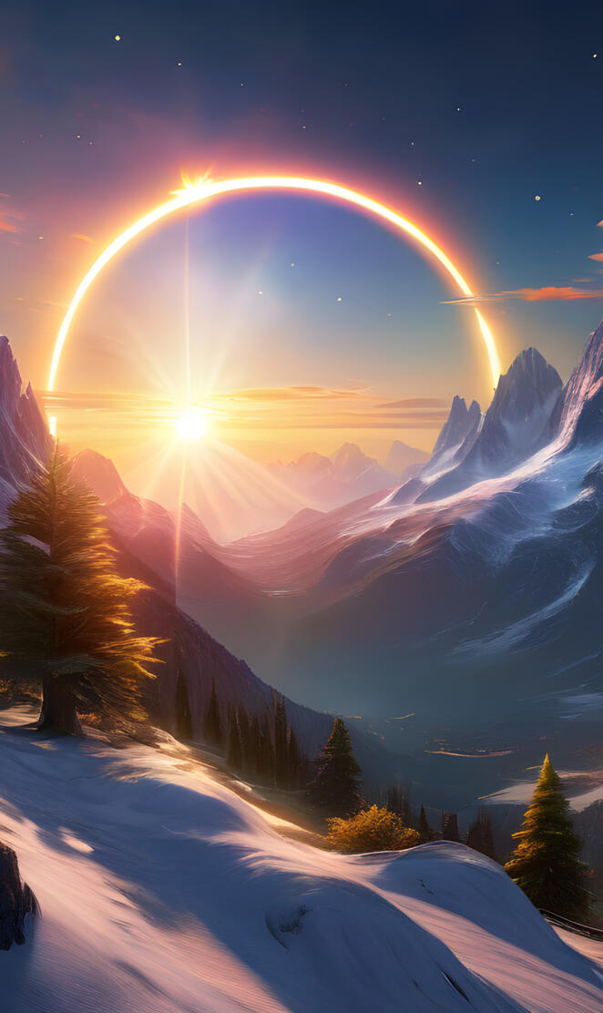 Mountainscape with sun halo beautiful landscape nature scenery.