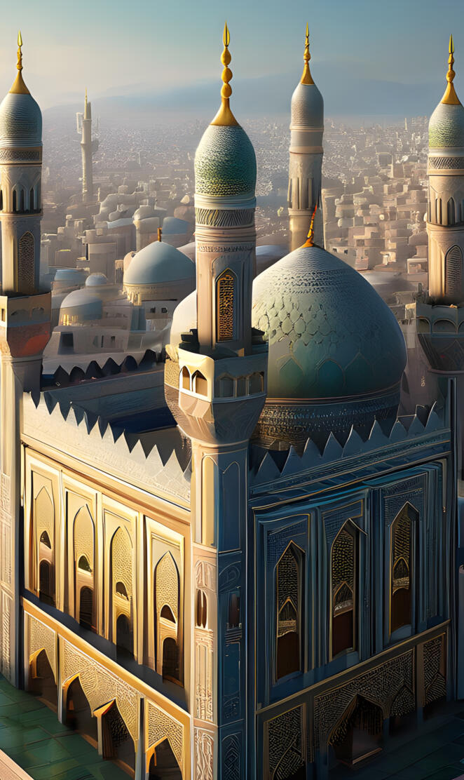 a large building with towers