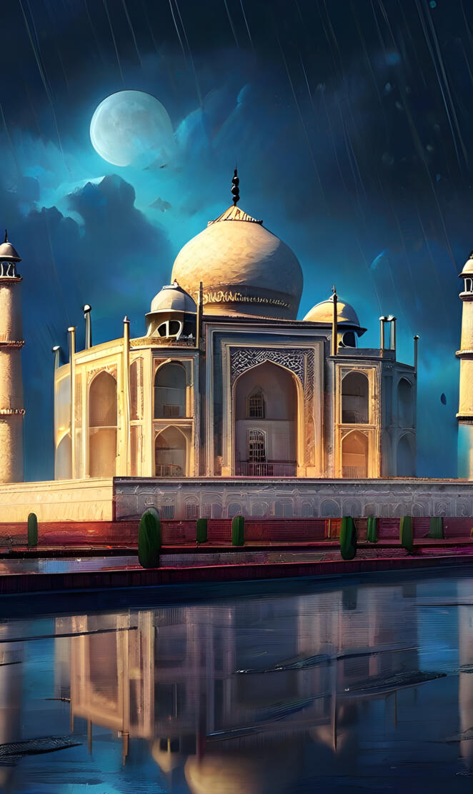 Taj Mahal India at night