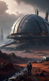 Mars bio dome city astronaut