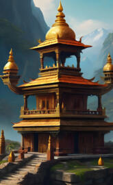 a building with gold domes