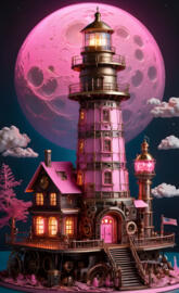 a pink and purple building with a tower and a dome on top