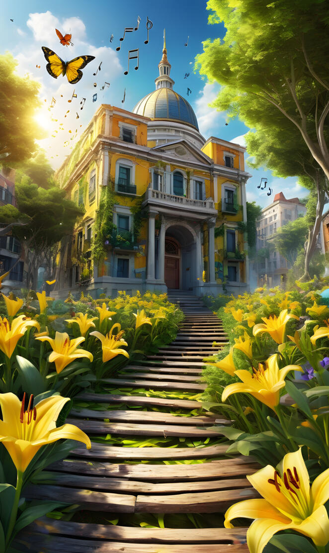 a pathway to a dome with flower gardens on both sides