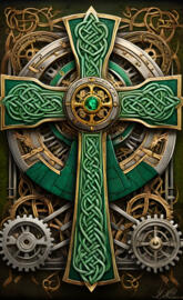 Irish Celtic Cross and knots in Steam Punk.