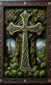 Celtic cross trinity knot countryside