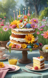 Fresh Flowers Birthday Cake