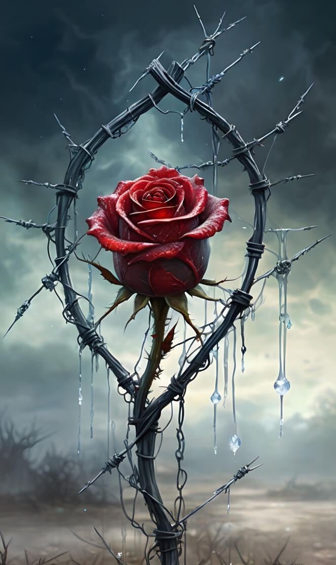 barbed wire stemmed rose