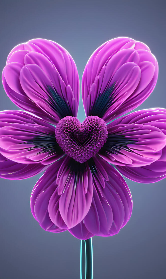 a purple flower with a green stem