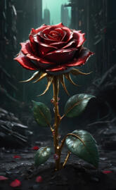 Jeweled Rose with Apocalyptic Background