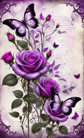 a floral pattern with purple flowers