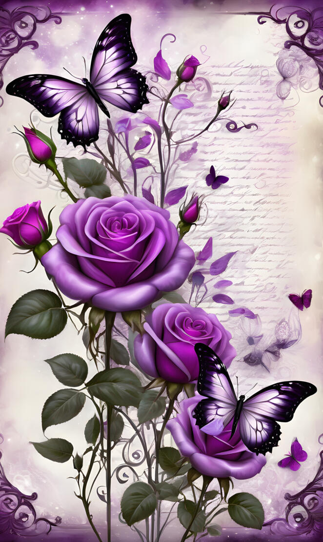 a floral pattern with purple flowers