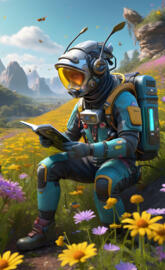 Solarpunk Scientist Life Sustaining Planet Discovery Team Insp