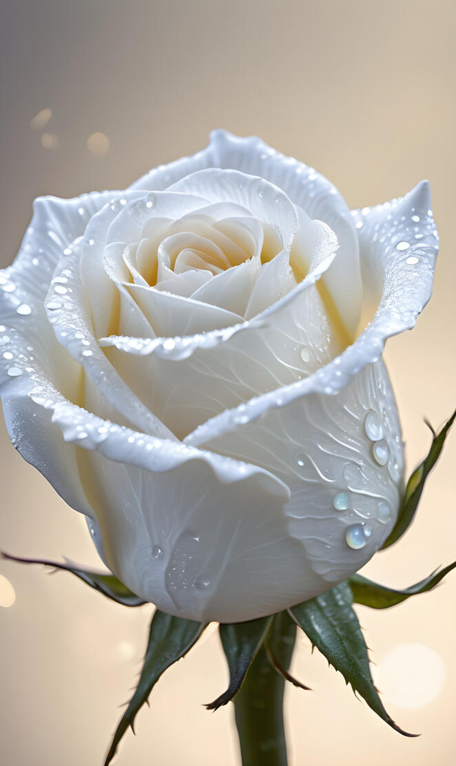 a white rose with water droplets on it